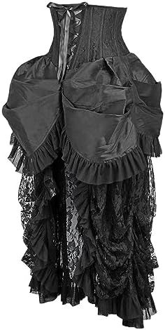 Daisy corsets Women's Daisy Corsets Top Drawer Steel Boned Black Lace Victorian Bustle Underbust Corset Dress