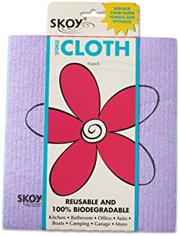 Skoy Cleaning Bundle - Cloth, Scrub, Red Towel and Sink Holder – Environmentally Friendly, Kitchen & Household Use, Plastic-Free Packaging, Great Gift Idea!