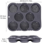 Hamburger Bun Pan,8 Cavities Silicone Hamburger Buns Mold,Non Stick Baking Pan for Making Hamburger,Bread Pans for Homemade Bread,Perforated Bakery Molds for Buns,Microwave Oven Refrigerator Safe
