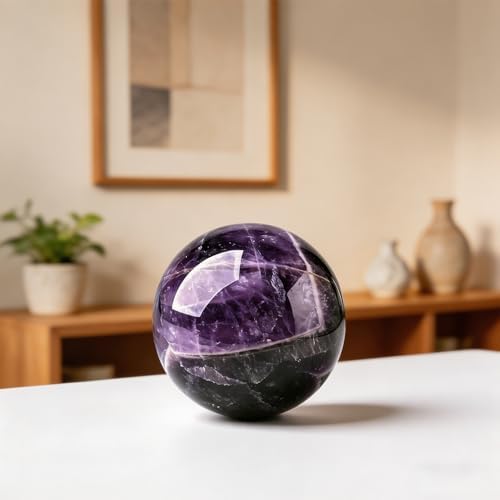 50-60mm Natural Amethyst Crystal Ball, Hand Polished Purple Quartz Sphere, Reiki Healing Decorative Sphere, Chakra Energy Stone Crafts, Feng Shui Home Desktop Ornament, Collectible Crystal Gift