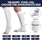 Nuanchu 3 Pairs Open Toe Zipper Compression Socks 20-30mmhg Zipper Compression Toeless Knee High Socks for Men Swelling Edema