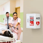 NLShan AED Cabinet Wall Mount: Steel Defibrillator Storage Case with PVC Clear Window and Handle - for Hospitals/Schools/Offices (14.2" Wx7.9 Dx15.8 H)