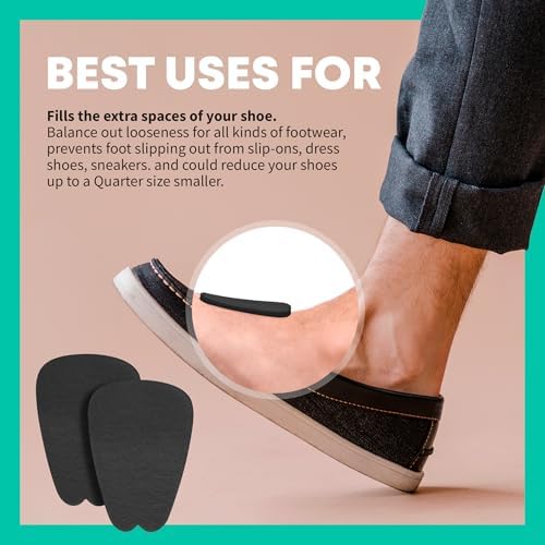 COMFWALK Felt Tongue Pads for Shoes - Soft Self-Adhesive Shoe Inserts (Black, 3 Pairs)