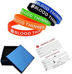 Lyndong 5 Pack Blood THINNER Silicone Medical Alert Emergency Bracelet Wristbands