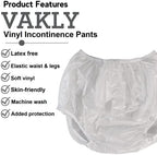 Vakly Adult Vinyl Waterproof Pull-On Diaper Cover Incontinence Pants – Oversized Underwear Protection with Added Leak Resistance, Worn Over Diapers or Briefs