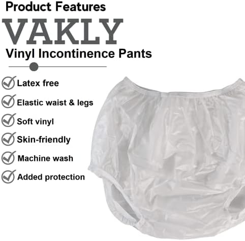 Vakly Adult Vinyl Waterproof Pull-On Diaper Cover Incontinence Pants – Oversized Underwear Protection with Added Leak Resistance, Worn Over Diapers or Briefs