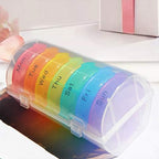 EXCEART Rainbow 21 Compartments Weekly Pill Organizer Portable Medicine Dispenser Round Vitamin Container Travel Holder for Daily Pill Storage
