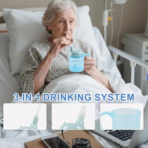 Adult Sippy Cup for Elderly Spill Proof - 300ml Adult Sippy Cup,Sippy Cups for Adults,3 in 1 Dysphagia Cups with Straw for Patient Disabled, Great for Water, Milk, and Soup