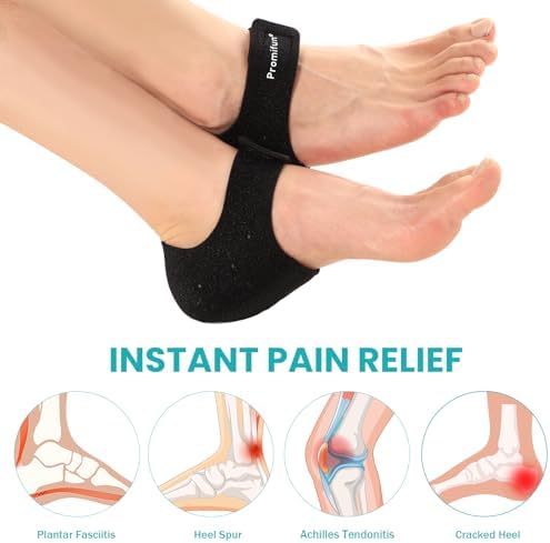 Plantar Fasciitis Heel Cup Protectors - Promifun Heel Cups for Heel Spur,Achilles Tendinitis,Cracked Heels,Heel Pain Relief Products - Gel Heel Cushion Pads,Black,Large(W 9.5-13 / M 8.5-14)