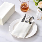 FOCUSLINE 50 Count Disposable Cloth-Like Napkins, Built-in Flatware Pocket, Prefolded Linen Feel White Napkins