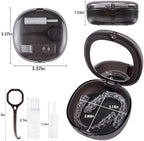 Dental Retainer Box Case Orthodontic Retainer Container with Removal Tool, Chew and Travel Brush, Double-layer Mouth Guard Holder Container Case with Mirror - Transparent Black