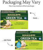 Bigelow Tea Green Tea with Ginger Plus Probiotics, Caffeinated Tea with Ginger, 18 Count Box, (Pack of 6), 108 Total Tea Bags