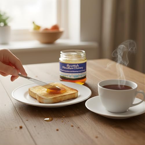 Heather Hills Farm Raw Scottish Heather Honey Jar 113g (4 Oz) - Highland Wild-flowering Purple Ling Heather Artisanal Pure Natural Honey, Traditional British Food Gift & Spread, Made in Scotland