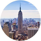 Whimsical Practicality 8 inch Round Cake Topper - New York City Skyline - Edible Icing Image - 1 Count - Neutral Color Family - Birthday Occasion