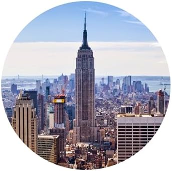 Whimsical Practicality 8 inch Round Cake Topper - New York City Skyline - Edible Icing Image - 1 Count - Neutral Color Family - Birthday Occasion