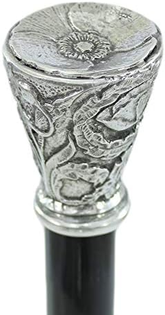 Artisanal Elegant Walking Cane - Handmade Wood & Solid Pewter Handle, Robust Luxury Stick for Men & Women, Made in Italy