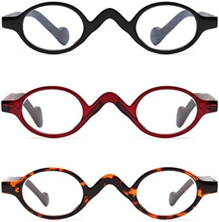 JM Set of 4 Retro Round Reading Glasses Spring Hinge Readers Men Women Glasses for Reading 4 Pack Mix