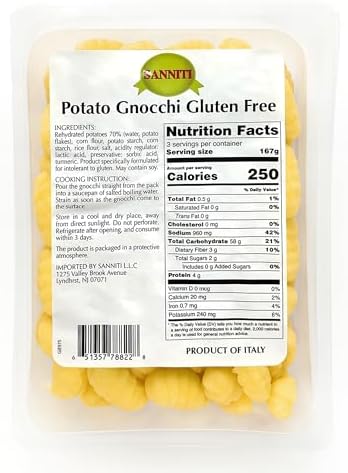 Sanniti Imported Italian Potato Gnocchi 17.5 oz (Pack of 3) (Gluten Free)