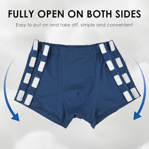 Easy Adapt Men's Tear-Away Underwear, For Patients, Elders, Pack of 2. (Blue+Grey, Medium)