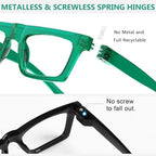 Eyekepper 6 Pack Metalless Screwless Spring Hinges Reading Glasses for Women and Men Design Readers +1.50