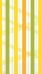 IHR Ideal Home Range Dinner Napkins Disposable 3-Ply Paper Hand Towels, 8.5" x 4.5", Summer Stripes Lemon, 16-Count
