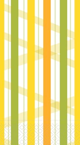 IHR Ideal Home Range Dinner Napkins Disposable 3-Ply Paper Hand Towels, 8.5" x 4.5", Summer Stripes Lemon, 16-Count