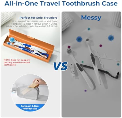 Wider Aluminum Toothbrush Travel Case, Portable Travel Toothbrush Holder, Durable Manual Toothbrush Box Container for Traveling, Bathroom, Camping, Business Trip, Orange