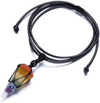 Top Plaza Mens Necklace 6 Facet Healing Crystal Stone Pendant Necklaces for Men Adjustable Natural Gemstone Pointed Necklace Energy Quartz Protect Jewelry for Women Men