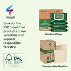 Weemium Compostable Napkins Disposable - FSC Certified - Pack of 300, 2-Ply - 5 x 5 Inch Folded - Post-Consumer Recycled Materials - Biodegradable & Highly Absorbent Paper Napkins for Lunch & Dinner