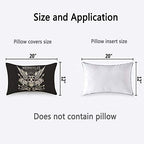 HOSNYE Motorcycle Throw Pillow Cover Skull with Helmet and Wings Ride Hard 1984 Linen Fabric for Couch Bed Sofa Car Waist Cushion Cover 12 x 20 inch Pillow Case