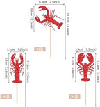 24 PCS Crawfish Cupcake Toppers Red Glitter Lobster Cupcake Picks Crawfish Party Decorations for Ocean Lobster Theme Let's Get Cray Carnival Baby Shower Birthday Party Cake Decorations Supplies