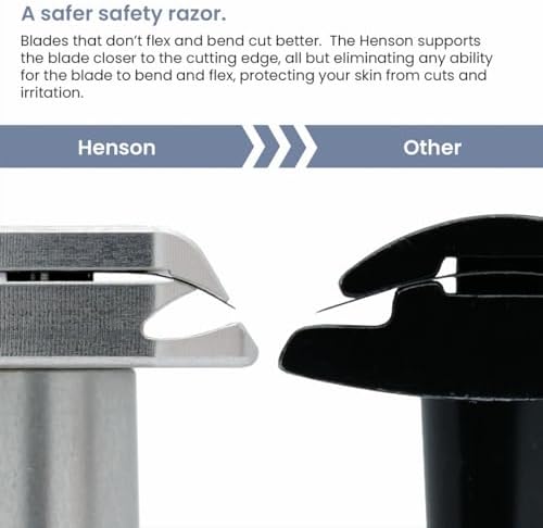 Henson Shaving Razor - Aluminum Double Edge Safety Razor with 5 Spare Blades - 30° Angled Precision With Superior Blade Rigidity- Reusable Single Blade Razors For Men and Women - Mild Aggression