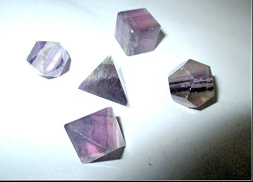 Jet International Purple Flourite Sacred Geometry Sets 5 Stone Platonic Solid Top Grade Quality Merkaba Star W/Velvet Pouch Attractive Cleansing Life Vitality Healing Chakra Balancing DNA Energy