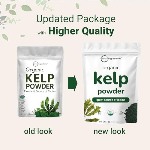Organic Kelp Powder, 2lbs | Sustainably US Grown, Raw Ascophyllum Nodosum Source | Rich in Iodine for Thyroid Support, Body Scrubs, & Skin Care | Sea Vegetable | Non-GMO, Vegan