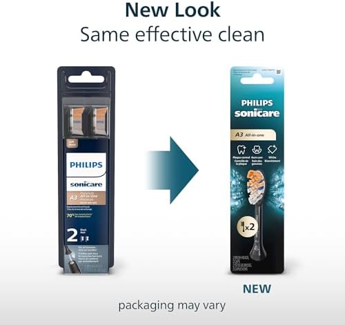 Philips Sonicare A3 All-in-One - Genuine Replacement Electric Toothbrush Heads, Black, 2 Pack, HX9092/95