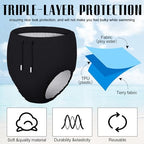 Glitopper 2 Pcs Reusable Adult Swim Diapers Special Needs Cloth Diaper Covers Washable Nappy Trunks Waterproof Leakproof for Postpartum Women Incontinence Protection Unisex(Black,L)