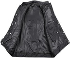 SOA Motorcycle Vest for Men, Premium Buffalo Leather, Back Armor, Inside Pockets, Biker Riding Club Vests, All Season