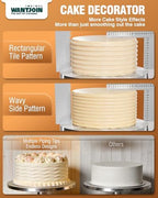 WantJoin Cake Decorating Machine - 4-12 Inch Sloped Panel LED Automatic Cream Spreading with Adjustable 0-300 RPM Rotation Speed Electric Turntable, Cake Icing Machine, with 3 Scraper Sets,White