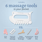 MyHalos 6-in-1 Ceramic Body Gua Sha Facial Tools - Lymphatic Drainage Tool, Face Sculpting Tool & Acupressure tool - Body Guasha, Trigger Point Massage Tool for Fascia Massage and Cellulite