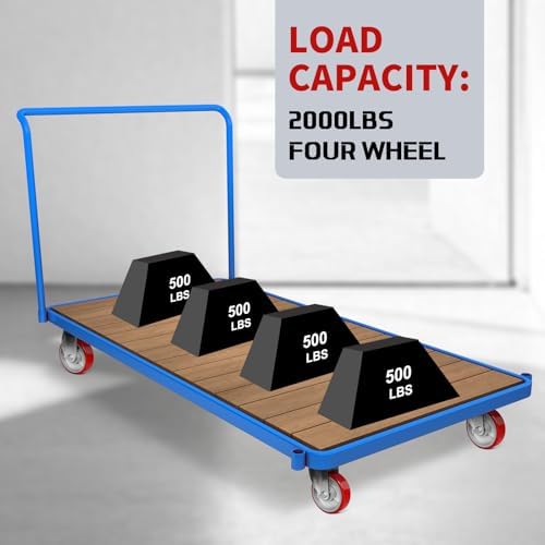 4 Inch Caster Wheels, Polyurethane on Cast Iron Wheel (Set of 4)- Heavy Duty Caster Wheels with 2000 lb Capacity, Industrial Casters Wheels for Cart Furniture Workbench
