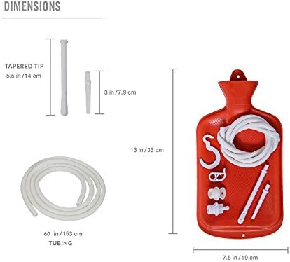 Enema Bag Kit 2 Quart Home Water & Coffee Colon Cleansing Kit BPA Free Hot-Water Bag with 5 Foot Long Hose