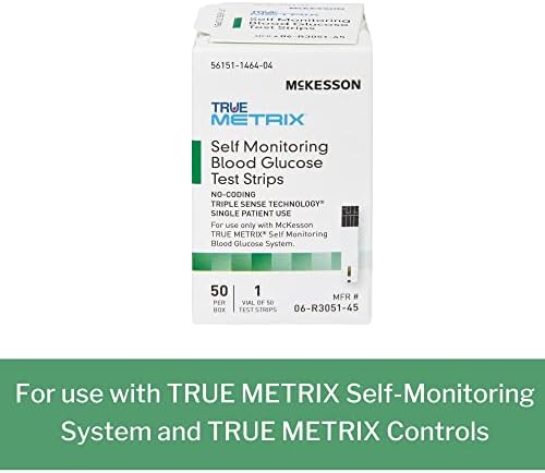 McKesson True METRIX Blood Glucose Test Strips for Diabetes [50 Strips] Self-Monitoring System