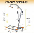 Electric Patient Lift with Sling, 350LBS Body Transfer Lift, Plug-in Powered Full/Partial Paralysis Mobility Aid, Medical Transfer Hoist for Home Care, Hospital & Healthcare Facilities