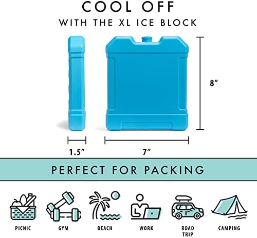 Cool Coolers by Fit + Fresh, XL Cooler Ice Block, Large and Powerful Ice Pack, Perfect for Insulated Cooler, Beach Bag, Backpack Cooler & Travel, 1PK, Blue