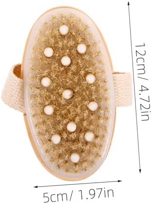 FRCOLOR 2-in-1 Massage Brush Rubber Head and Natural Boar Bristles for Exfoliating Dead Skin Long Handle Shower Scrubber for