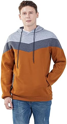 MOONCOLOUR Men's Fashion Novelty Color Block Hoodies Long Sleeve Fleece Hooded Pullover Sweatshirts with Pockets