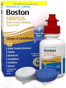 Boston SIMPLUS Multi-Action Solution Travel Kit and Lens Case - from Bausch + Lomb, 1 fl oz (30 mL), Contact Lens Case Included (Pack of 3)