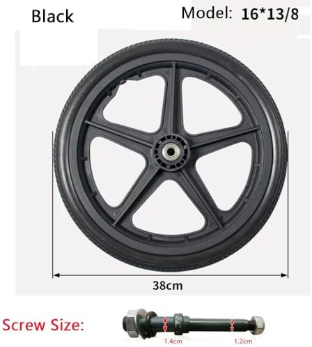 16Inch Wheelchair Replacement Wheels, Wheelchair Rear Wheel with 12mm Bearings, Wheelchair Wheels Replacement Non-Inflatable, Non-Slip,1 Pair