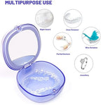 Double-layer Retainer Storage Case with Belt Chewing, Removal Tool, Cleaning Brush, Built in Mirror Orthodontic Retainer Container Case, Retainer Travel Case (blue)