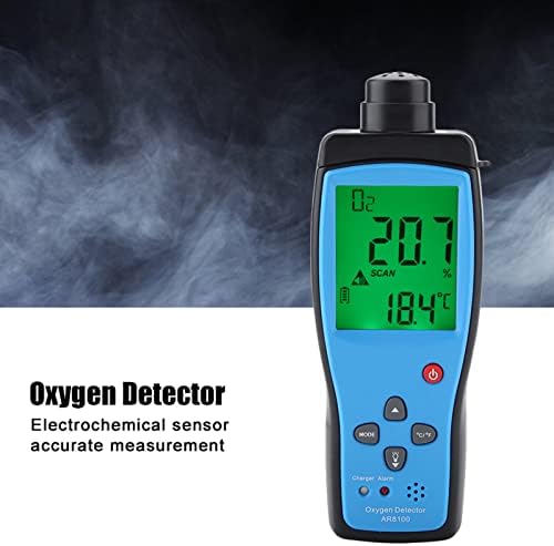 AR8100 Handheld Oxygen Detector, Oxygen O2 Detector Analyzer Rechargeable O2 Meter with LCD Backlit Display Portable Oxygen Purity Detector Inspector for Outdoor, Home, Industry
